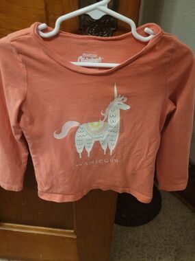 OshKosh B'gosh Coral Llamicorn Long Sleeve Tee